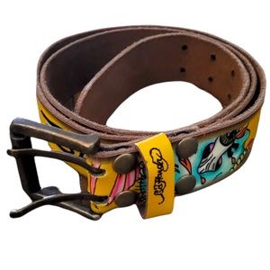 Ed Hardy - Y2K Yellow Skull & Wings Belt